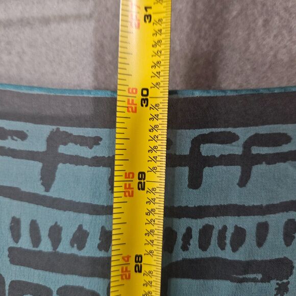 VTG 1960 Vera Neumann Japan Silk Rayon Scarf Geometric Blue Hand Rolled - Picture 3 of 5